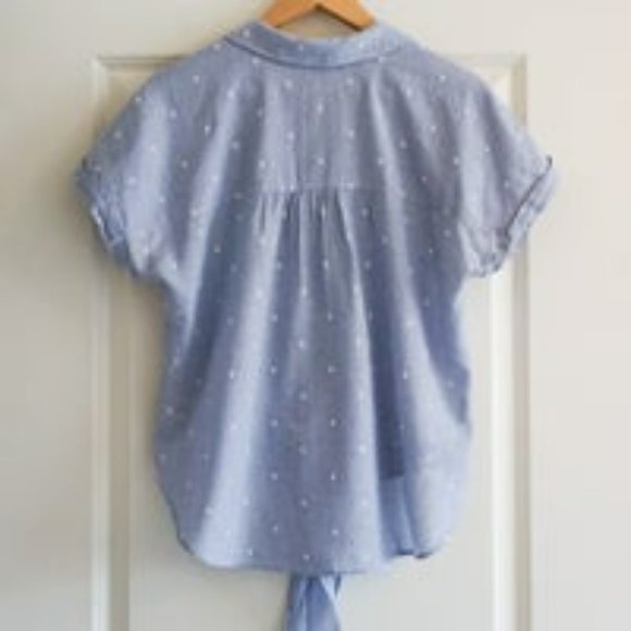 Anthropologie Cloth and Stone Button Down Short Sleeve Tie Front Top, Medium - Picture 4 of 10